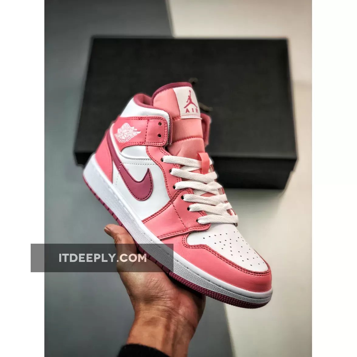 Air Jordan 1 Mid ‘Valentine’s Day’ Coral Chalk/Desert Berry/White | gore tex berry DQ8423-616