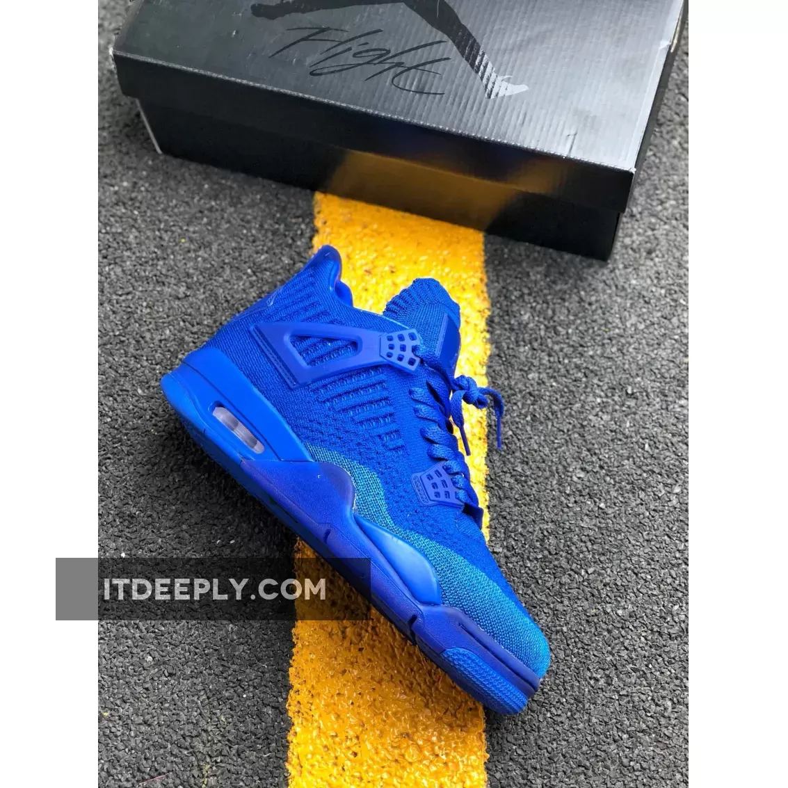 Royal Black Jordan 4 / Air Jordan 4 Flyknit Hyper Royal Black AQ3559-400