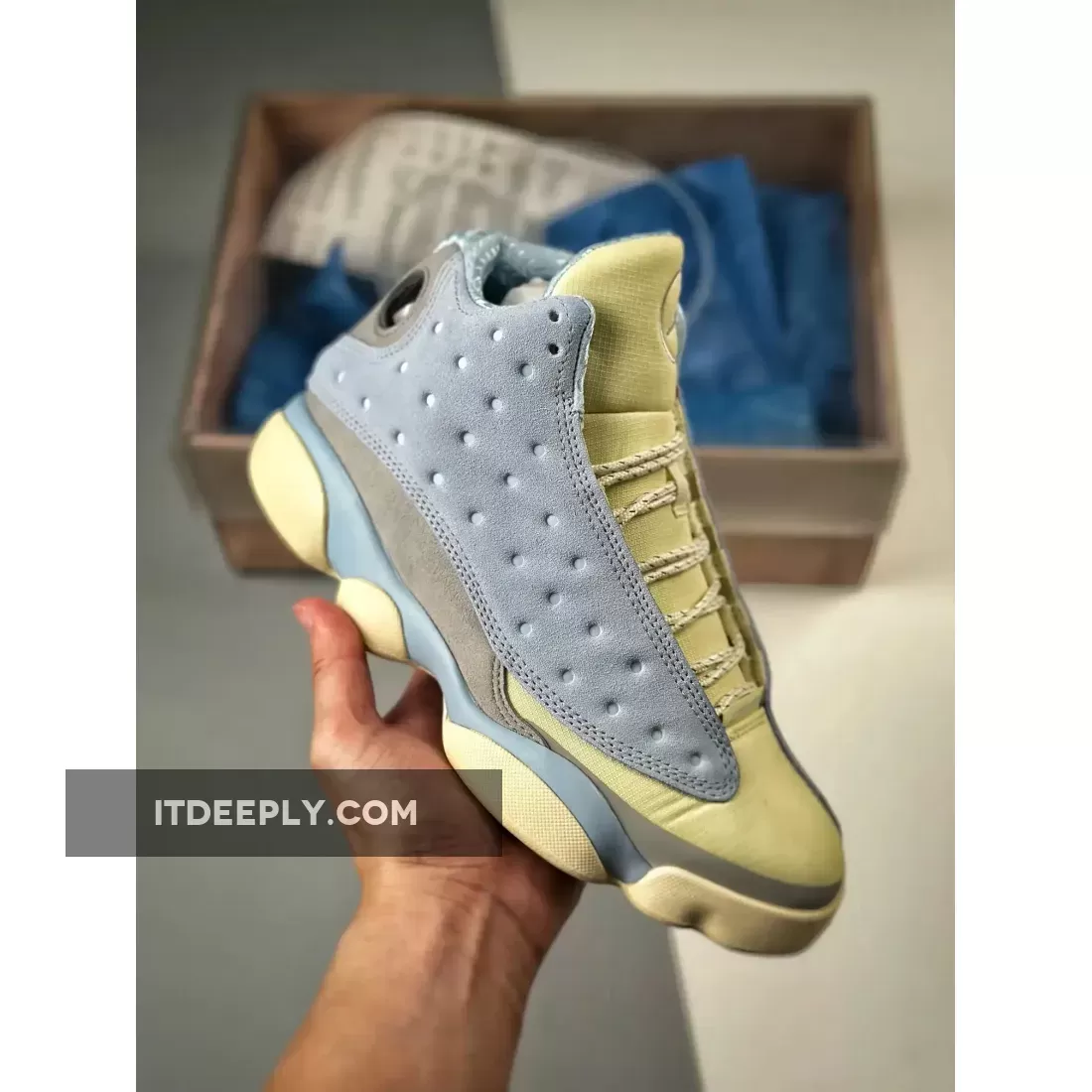 SoleFly x Air Jordan 13 University Blue/Sail-Cool Grey | aj13 solefly