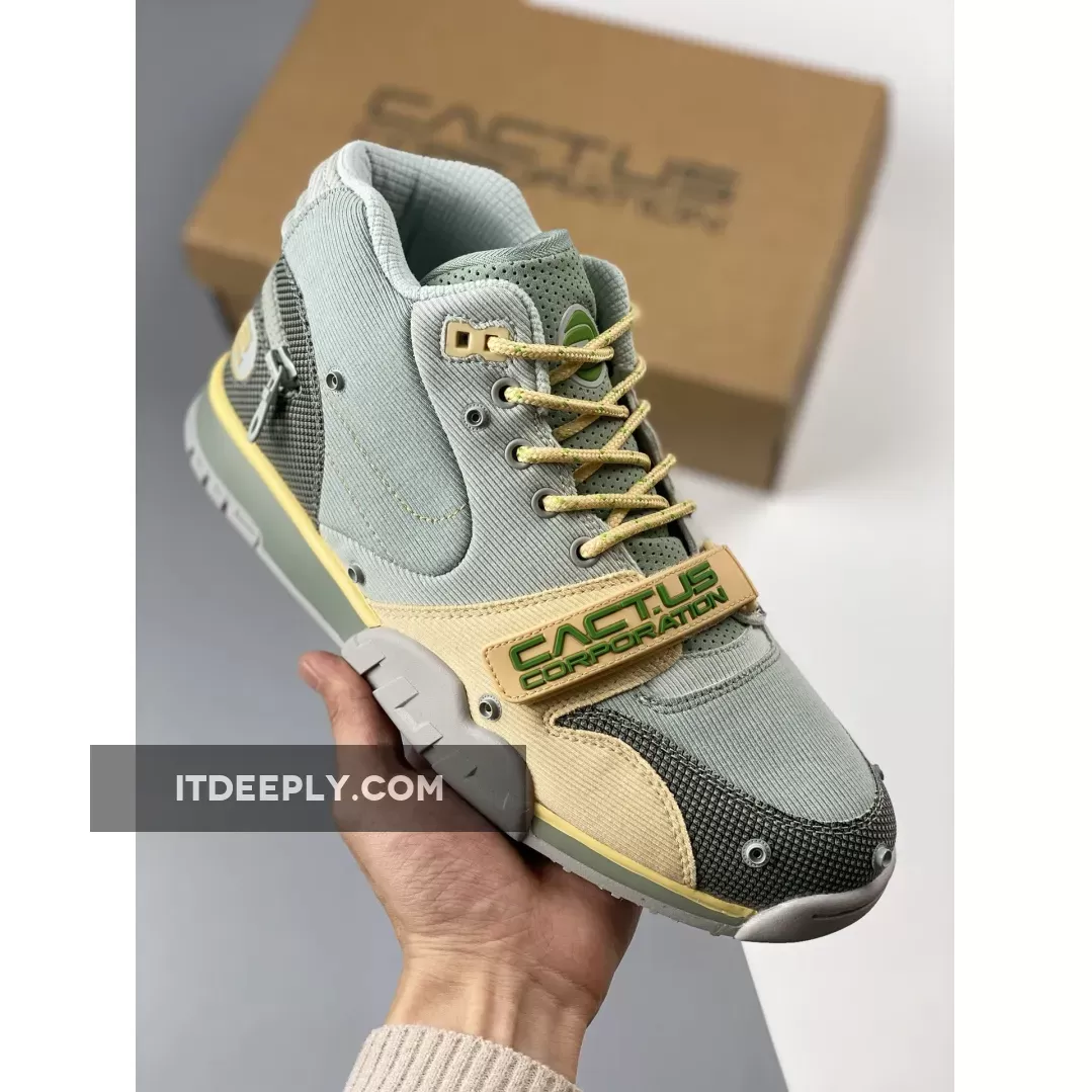 Travis Scott X Nike Air Trainer 1 SP Grey Haze/Olive Aura-Canvas | GREYHAZE