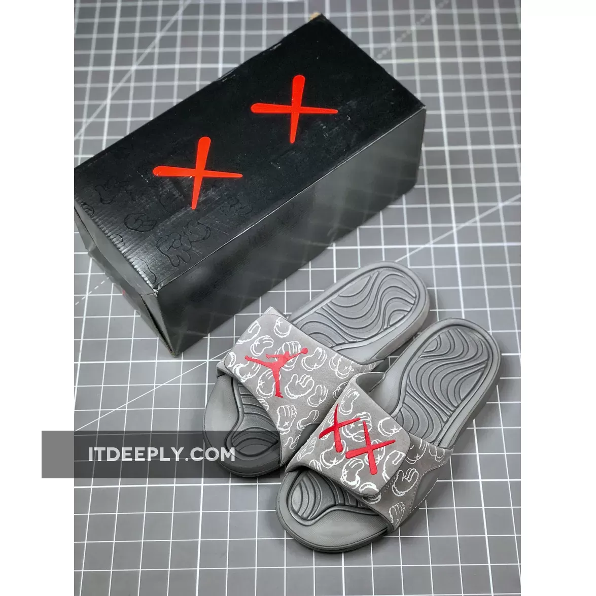 Kaws x Air Jordan 4 Cool Grey Slide Sandals #jordan 4 slides