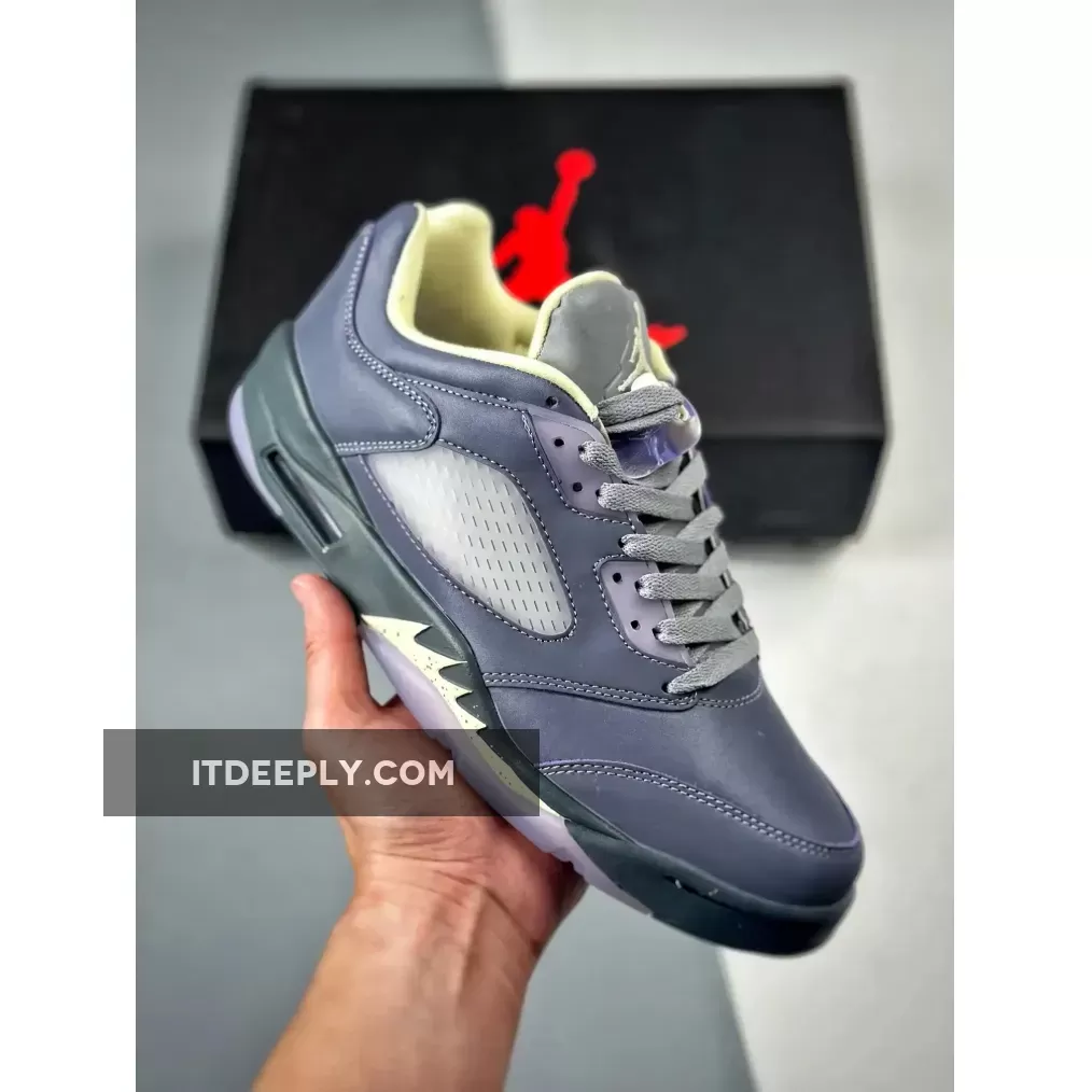 Air Jordan 5 Low Indigo Haze/Fire Red-Metallic Silver-Grey