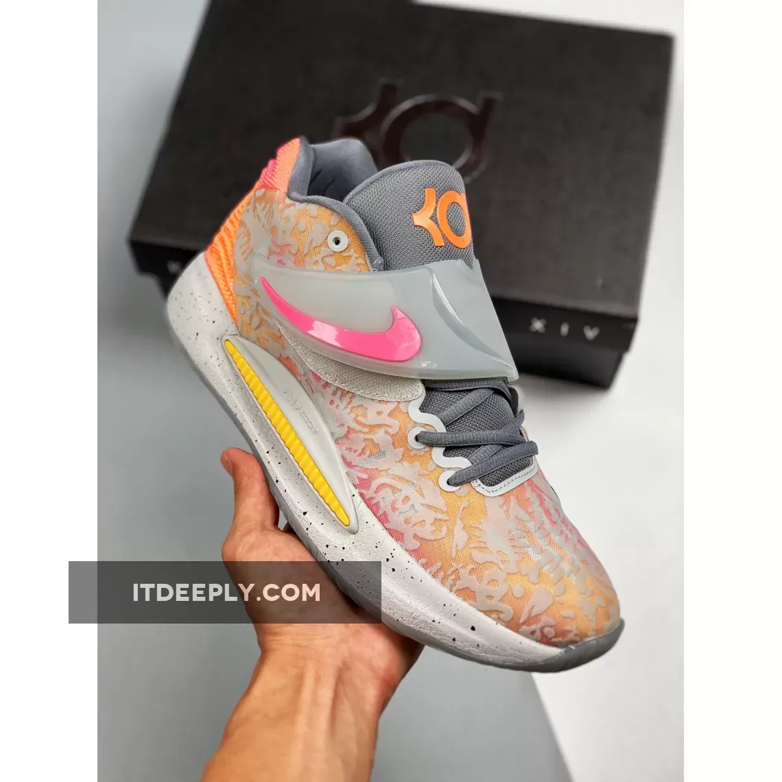 Nike KD 14 Orange Grey White Orange Kevin Durant Shoes 1680505958