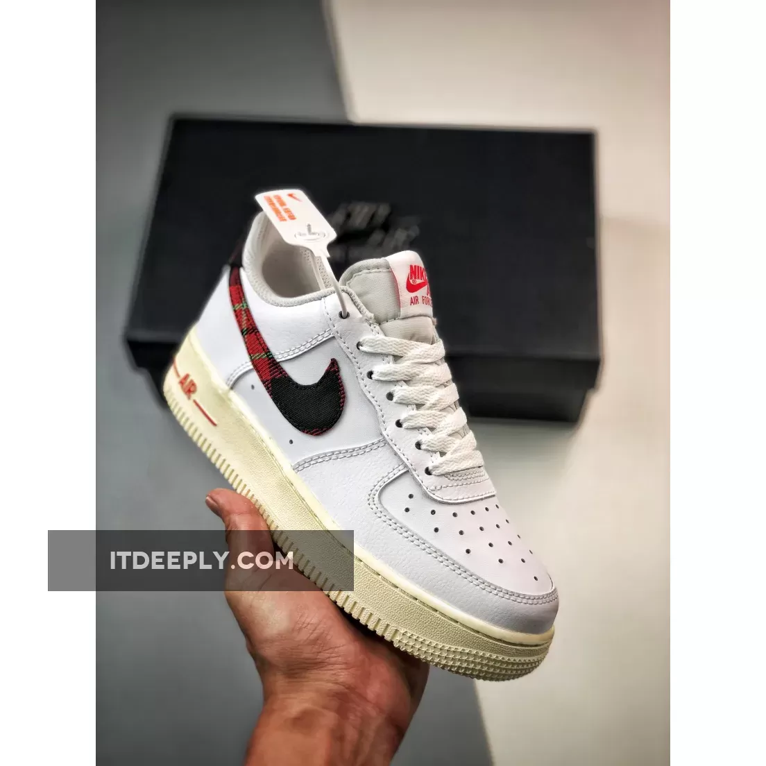 Nike Air Force 1 Low "Plaid Swoosh" White/Red DV0789-100