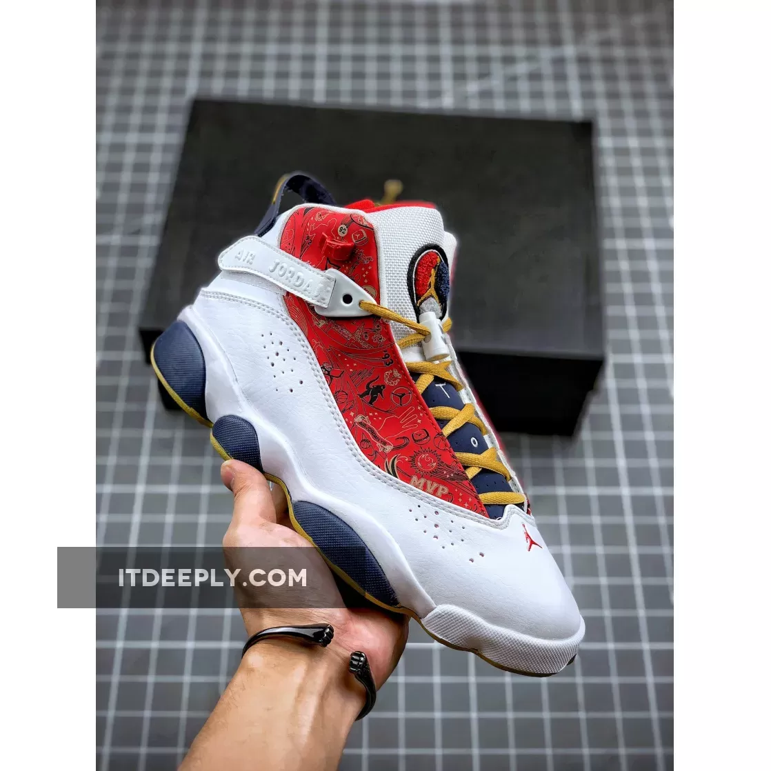 Jordan 6 Rings 'Championship' White/Wheat-Varsity Red-Midnight Navy #air jordan 6 retro white midnight navy varsity red