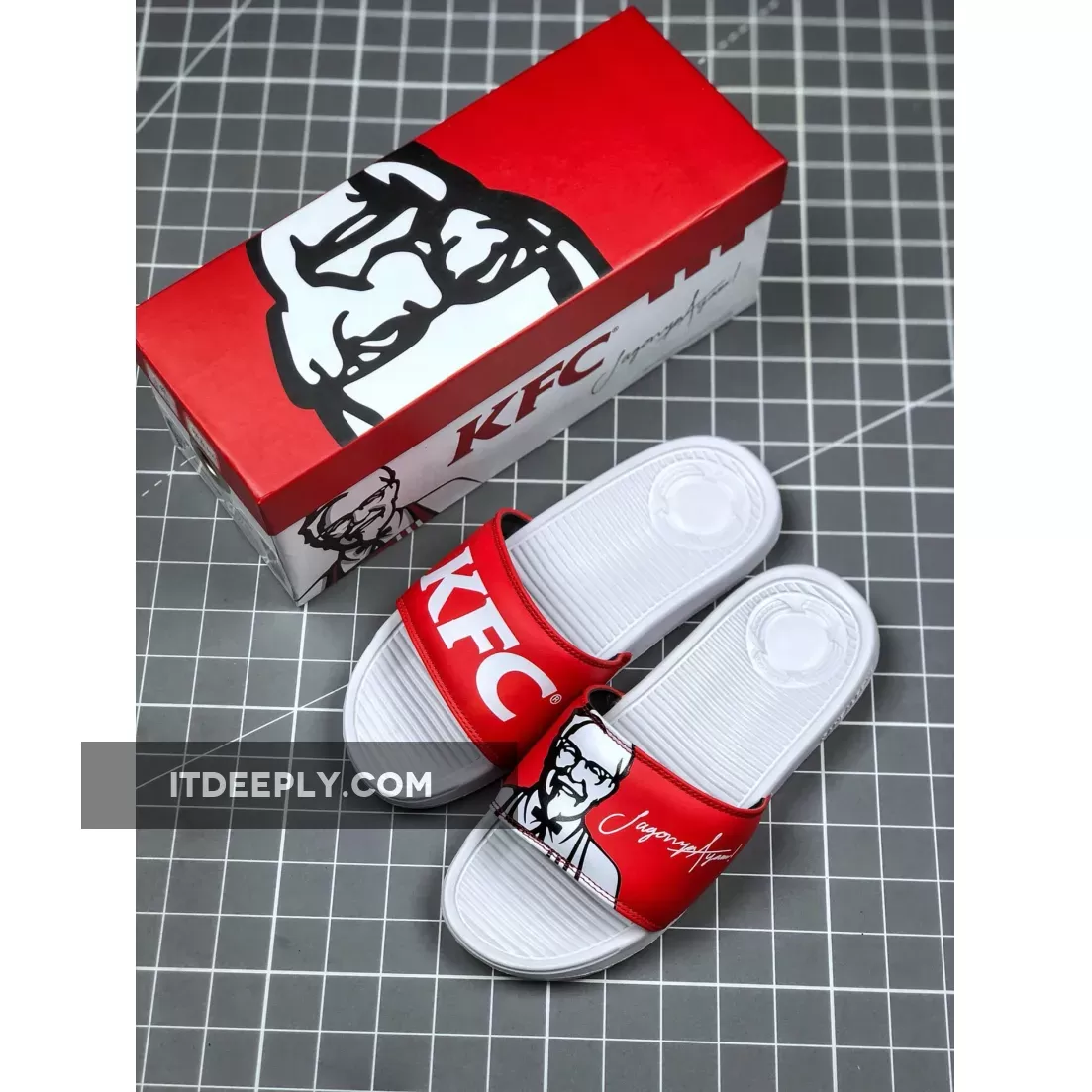 New Releases KFC X SANDALBOYZ Court Slides Red White